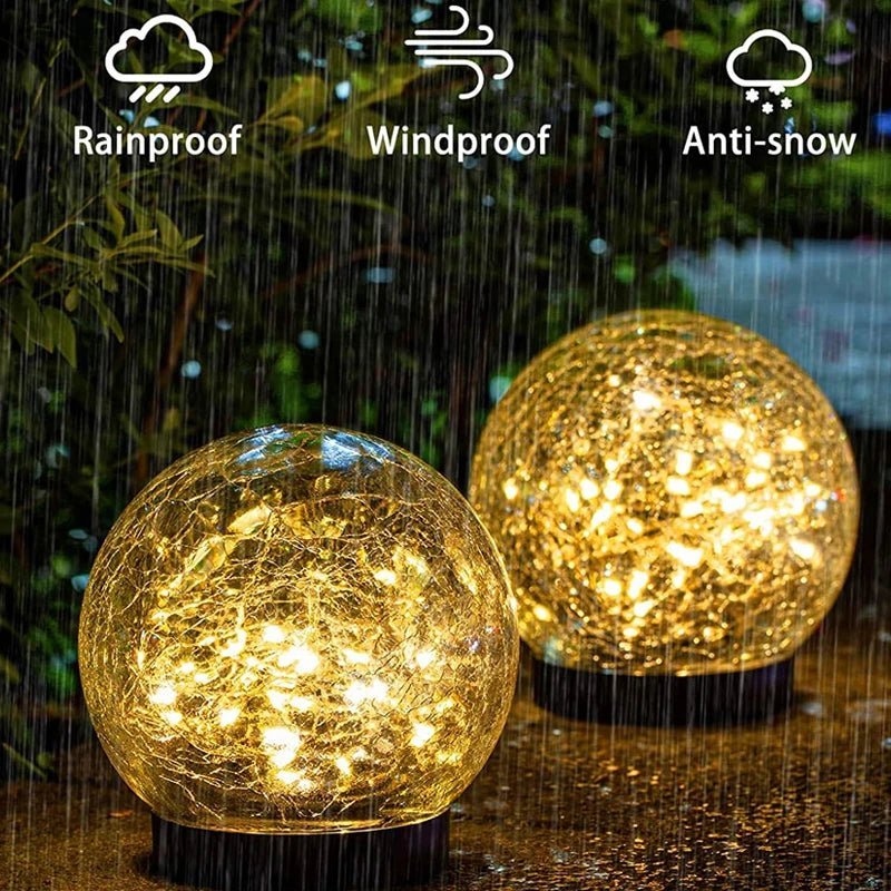 Solar Cracked Glass Globe, Outdoor Garden Stake Light