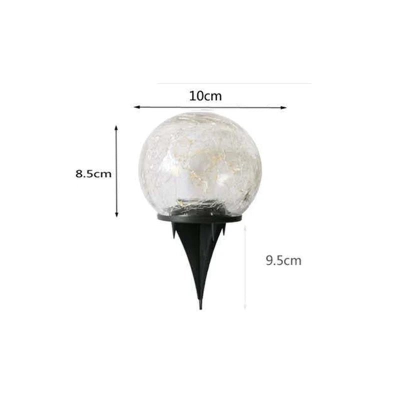 Solar Cracked Glass Globe, Outdoor Garden Stake Light