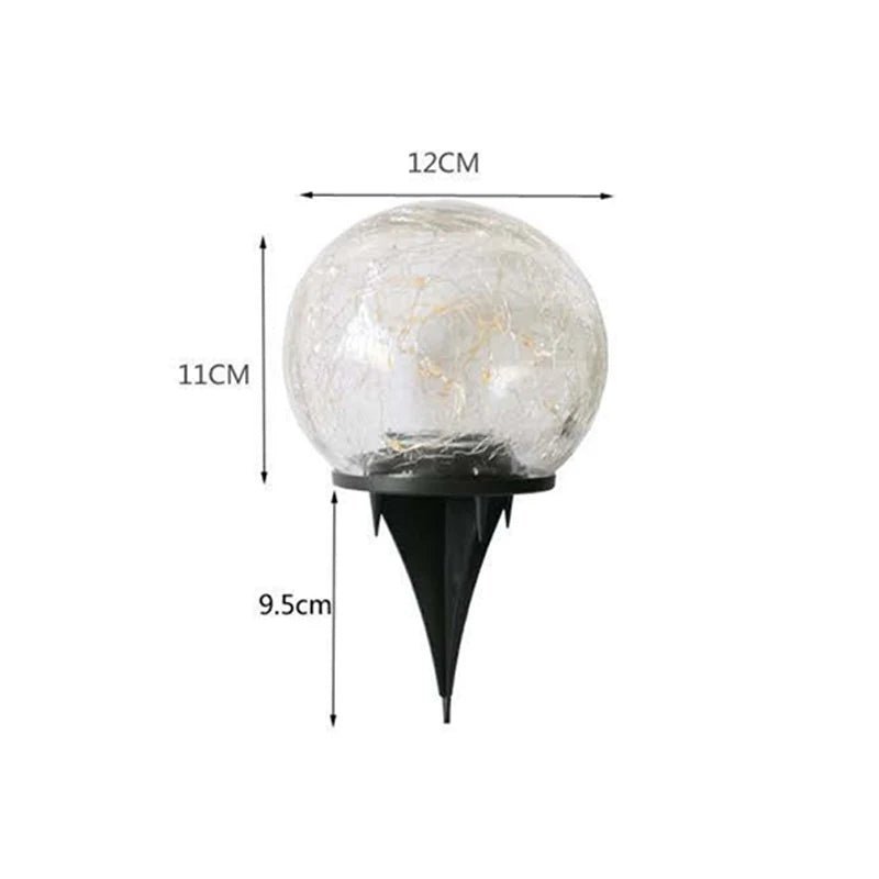 Solar Cracked Glass Globe, Outdoor Garden Stake Light