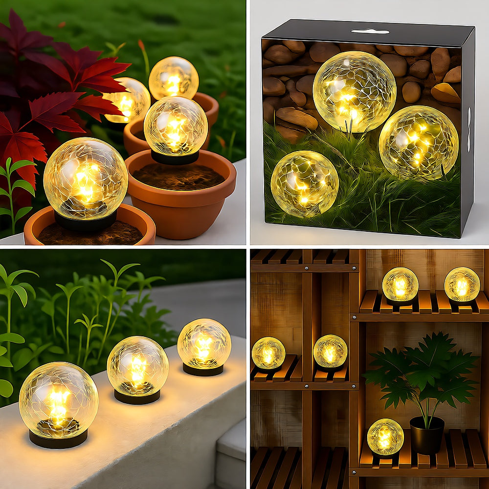 Solar Cracked Glass Globe, Outdoor Garden Stake Light