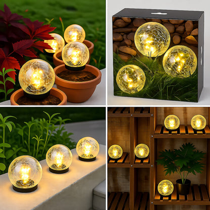 Solar Cracked Glass Globe, Outdoor Garden Stake Light