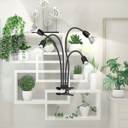 40W LED Grow Light, 4-Head Clip-on, Full Spectrum Plant Light