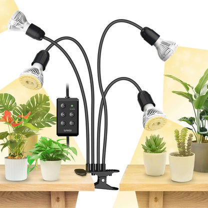 40W LED Grow Light, 4-Head Clip-on, Full Spectrum Plant Light