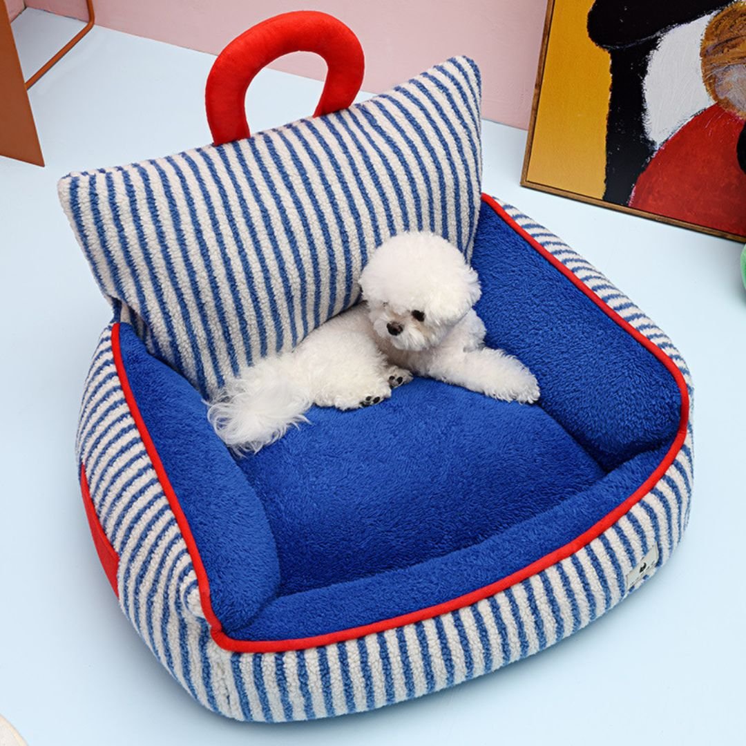 Nora Winter Pet Sofa Nest, Plush Raised Sides Dog Bed