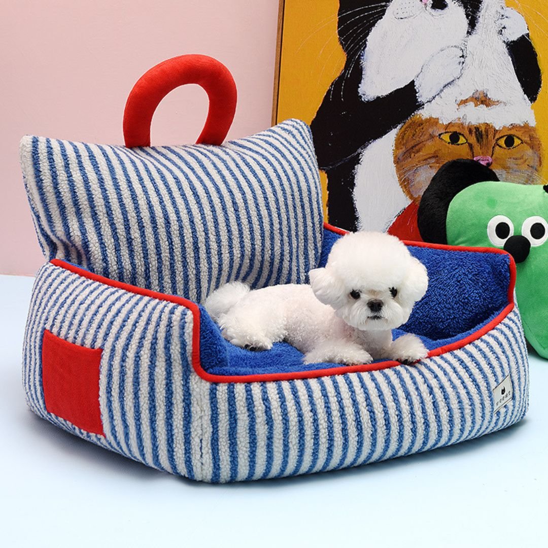 Nora Winter Pet Sofa Nest, Plush Raised Sides Dog Bed