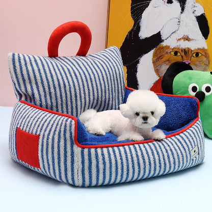 Nora Winter Pet Sofa Nest, Plush Raised Sides Dog Bed