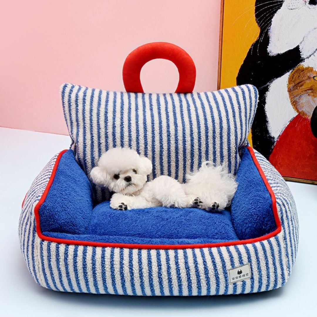 Nora Winter Pet Sofa Nest, Plush Raised Sides Dog Bed