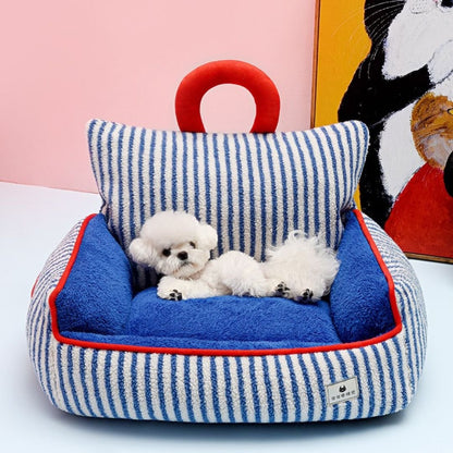 Nora Winter Pet Sofa Nest, Plush Raised Sides Dog Bed