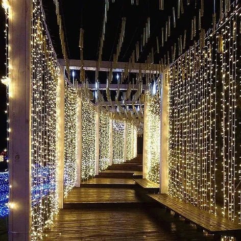 Curtain Lights, 300 LED, Solar, Outdoor