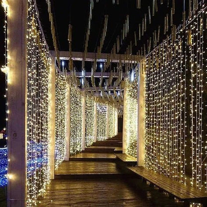 Curtain Lights, 300 LED, Solar, Outdoor