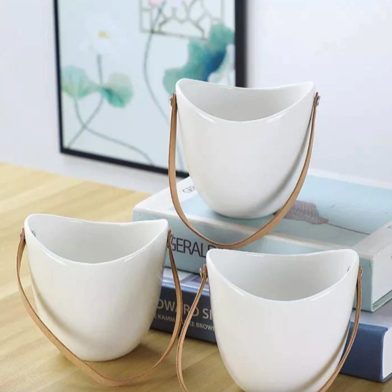 Ceramic Hanging Planter 3-Piece Set Indoor Outdoor Plants