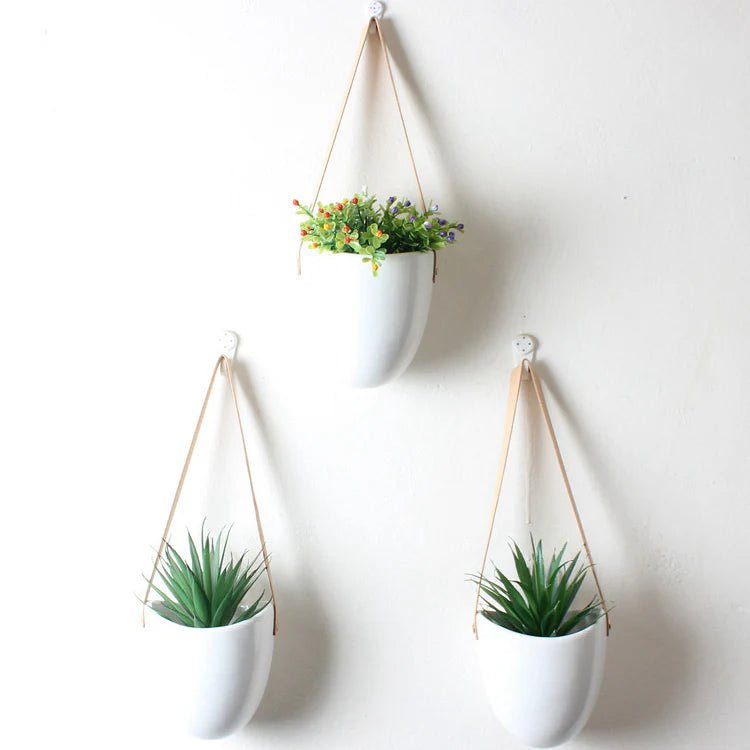 Ceramic Hanging Planter 3-Piece Set Indoor Outdoor Plants