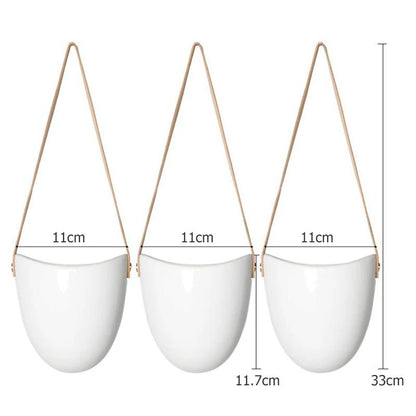 Ceramic Hanging Planter 3-Piece Set Indoor Outdoor Plants