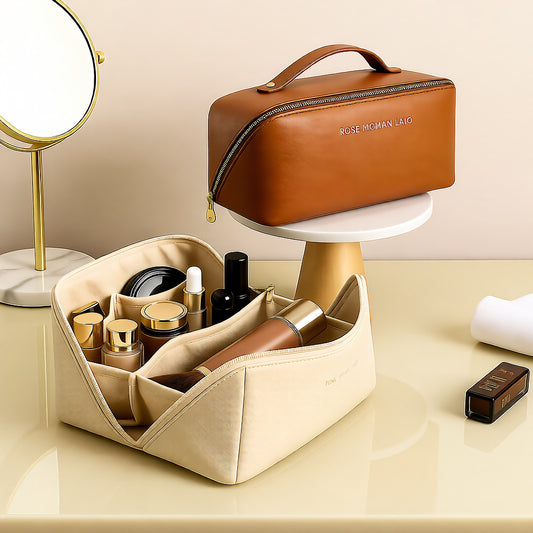 Beauty Box Large Capacity PU Leather Travel Makeup Organizer