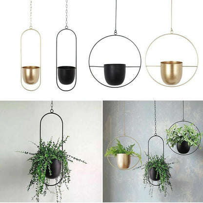 Halo Hanging Plant Pot, Anti-Rust, No Drain, Iron, Indoor Outdoor
