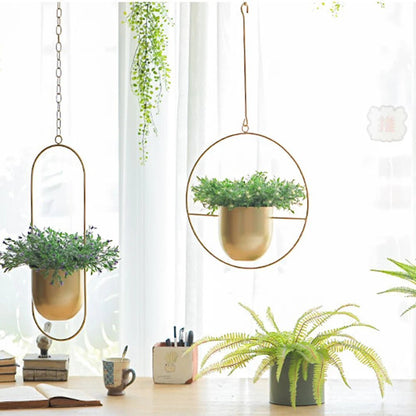 Halo Hanging Plant Pot, Anti-Rust, No Drain, Iron, Indoor Outdoor
