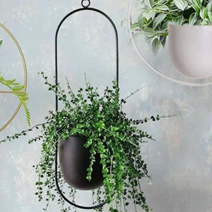 Halo Hanging Plant Pot, Anti-Rust, No Drain, Iron, Indoor Outdoor