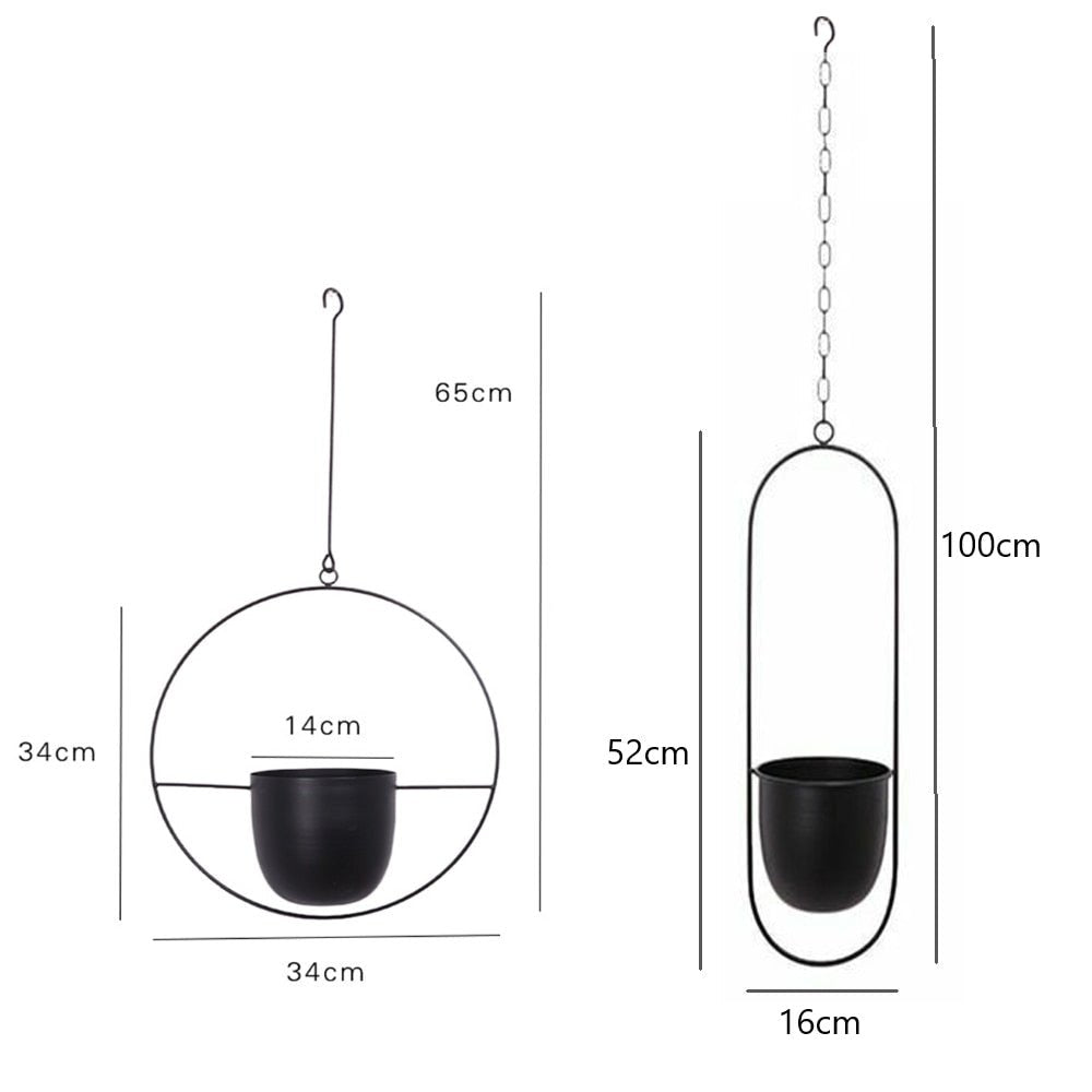 Halo Hanging Plant Pot, Anti-Rust, No Drain, Iron, Indoor Outdoor