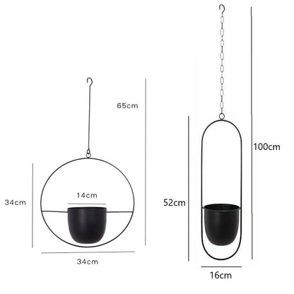 Halo Hanging Plant Pot, Anti-Rust, No Drain, Iron, Indoor Outdoor