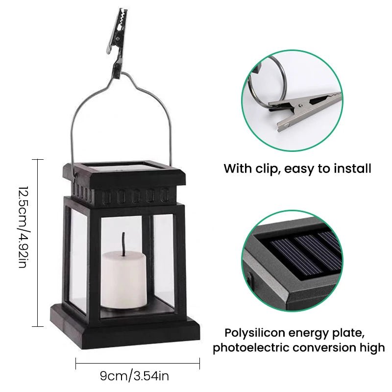 Solar Candle Lantern, Flicker, IP65, Outdoor Garden Light