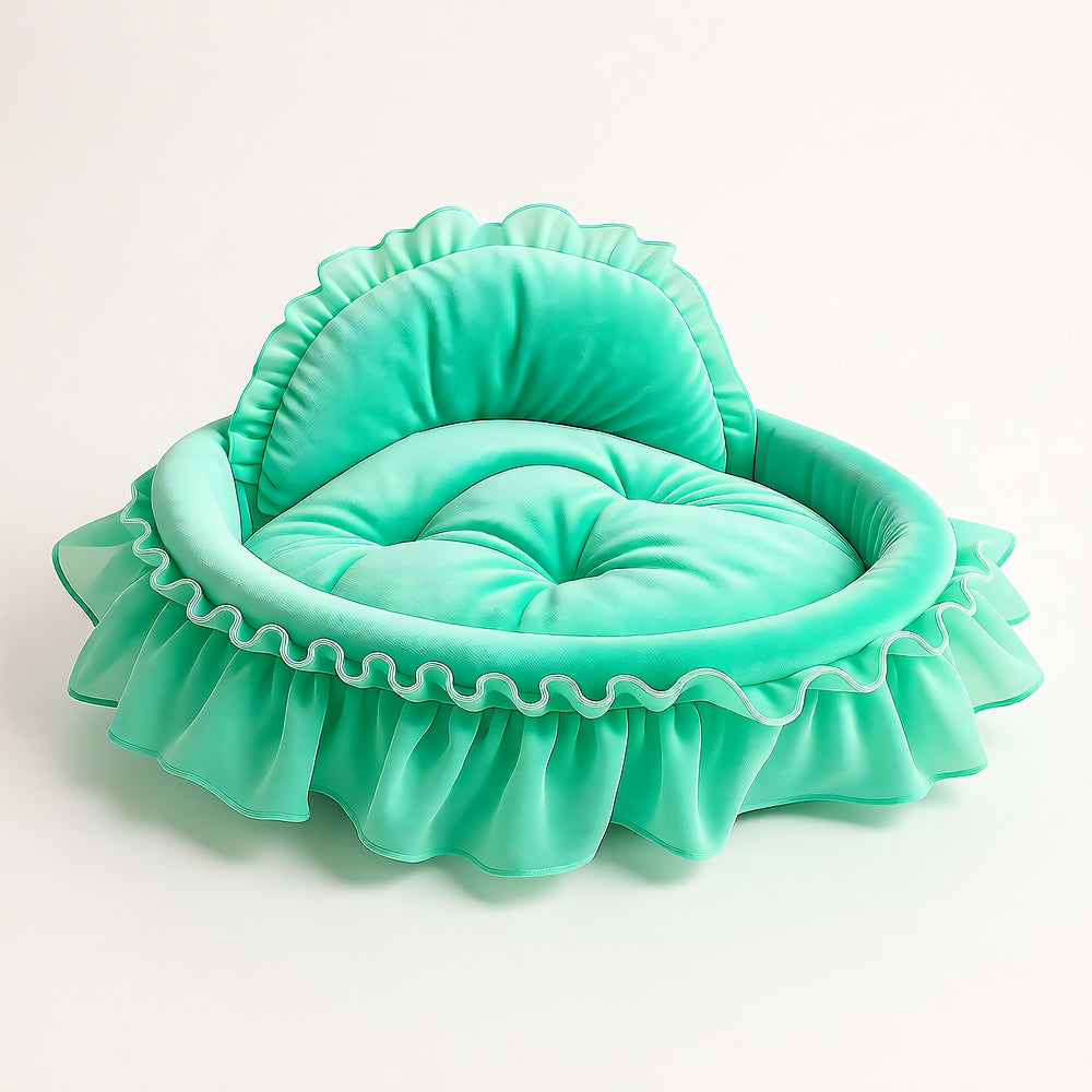 Bella Cozy Ruffled Pet Bed, Plush, for Dogs Cats