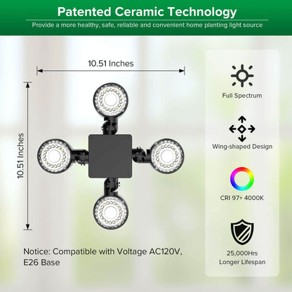 Folding Wings LED Grow Light, 40W, Plant