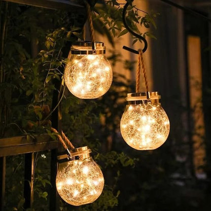 Solar Glass Globe Lantern Waterproof Dusk-to-Dawn Outdoor Lighting