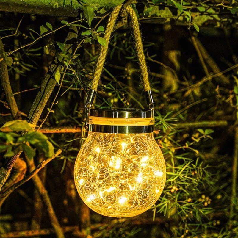 Solar Glass Globe Lantern Waterproof Dusk-to-Dawn Outdoor Lighting