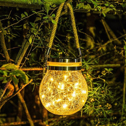 Solar Glass Globe Lantern Waterproof Dusk-to-Dawn Outdoor Lighting