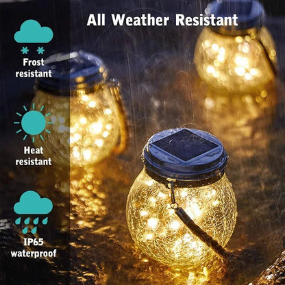 Solar Glass Globe Lantern Waterproof Dusk-to-Dawn Outdoor Lighting
