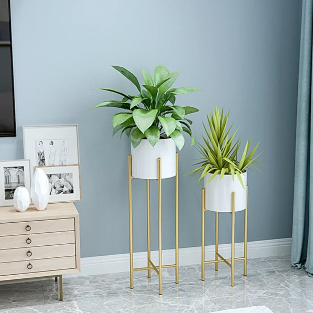 Metal Planters 2-Piece Set Iron Outdoor Indoor