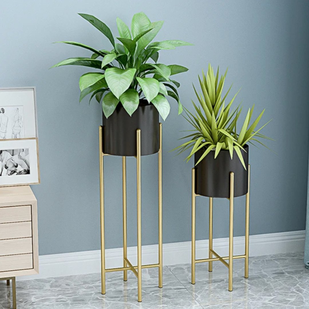 Metal Planters 2-Piece Set Iron Outdoor Indoor