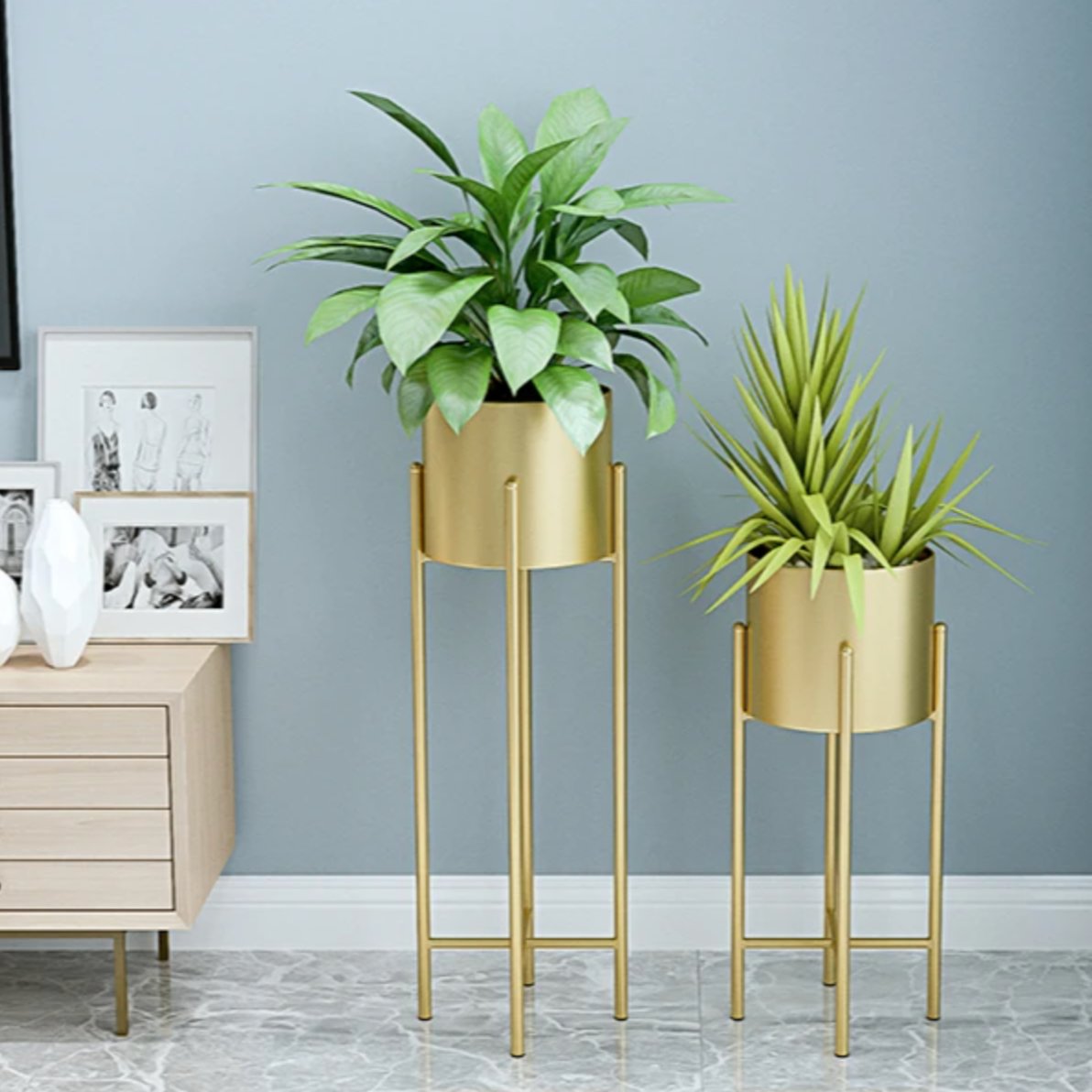 Metal Planters 2-Piece Set Iron Outdoor Indoor