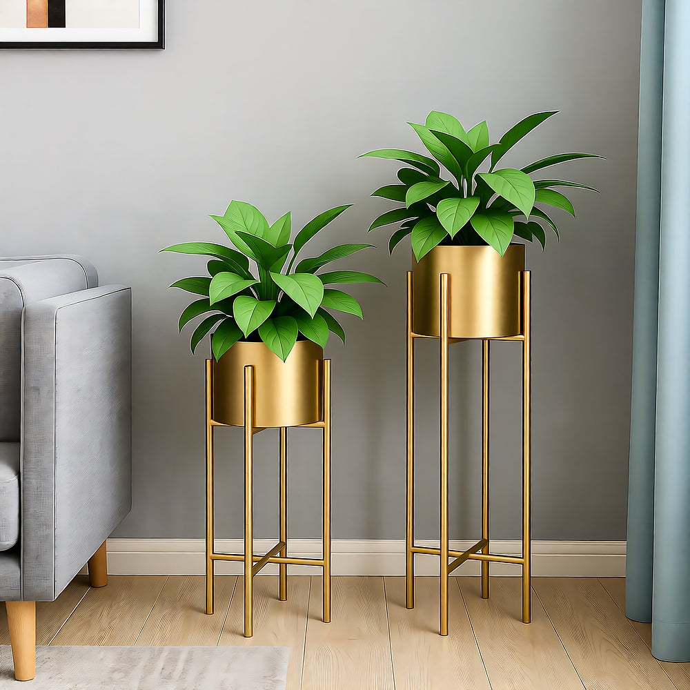 Metal Planters 2-Piece Set Iron Outdoor Indoor