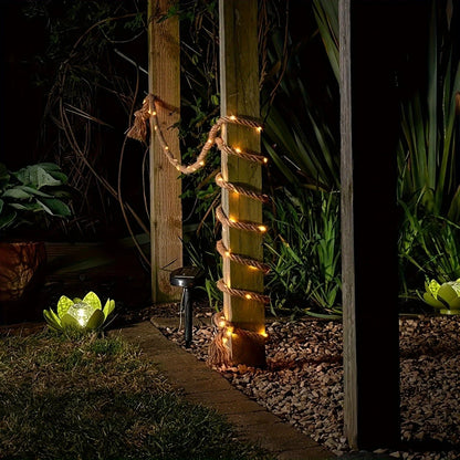 Solar Hemp Rope Light, 100 LED, 5m, IP65, Solar, Outdoor Garden Light