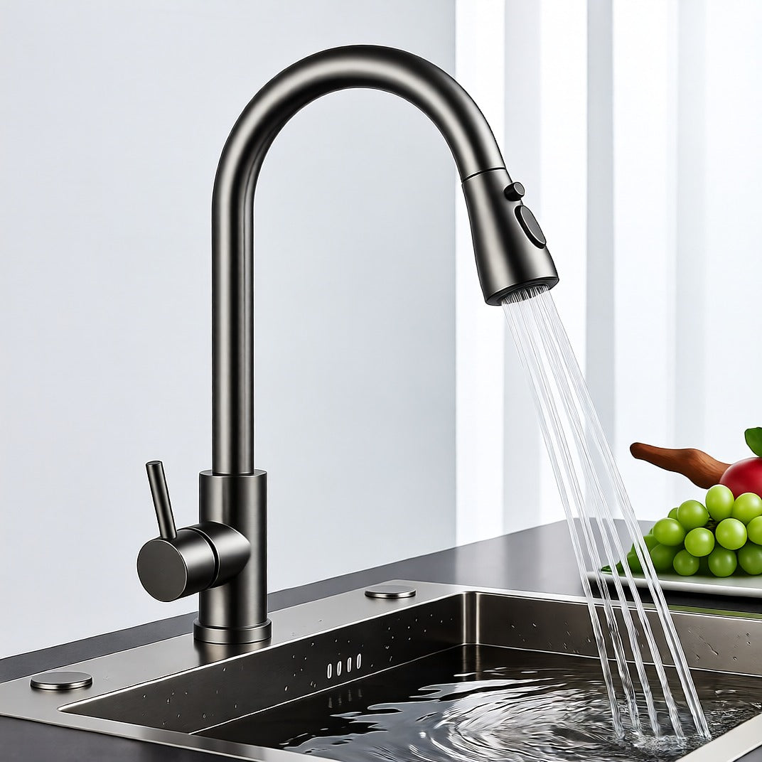 Kitchen Faucet, Adjustable, Hand Shower, Brushed Nickel Sink