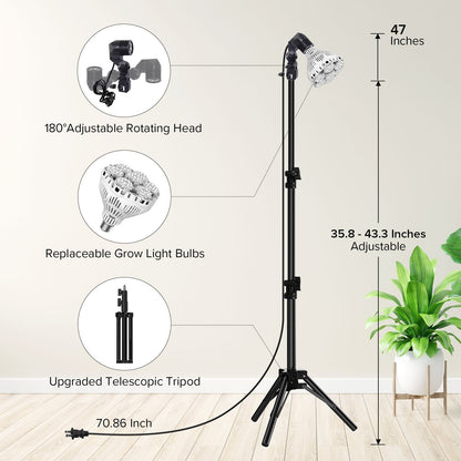 BR30 Grow Light, 40W Tripod Stand, Remote Control, Full Spectrum