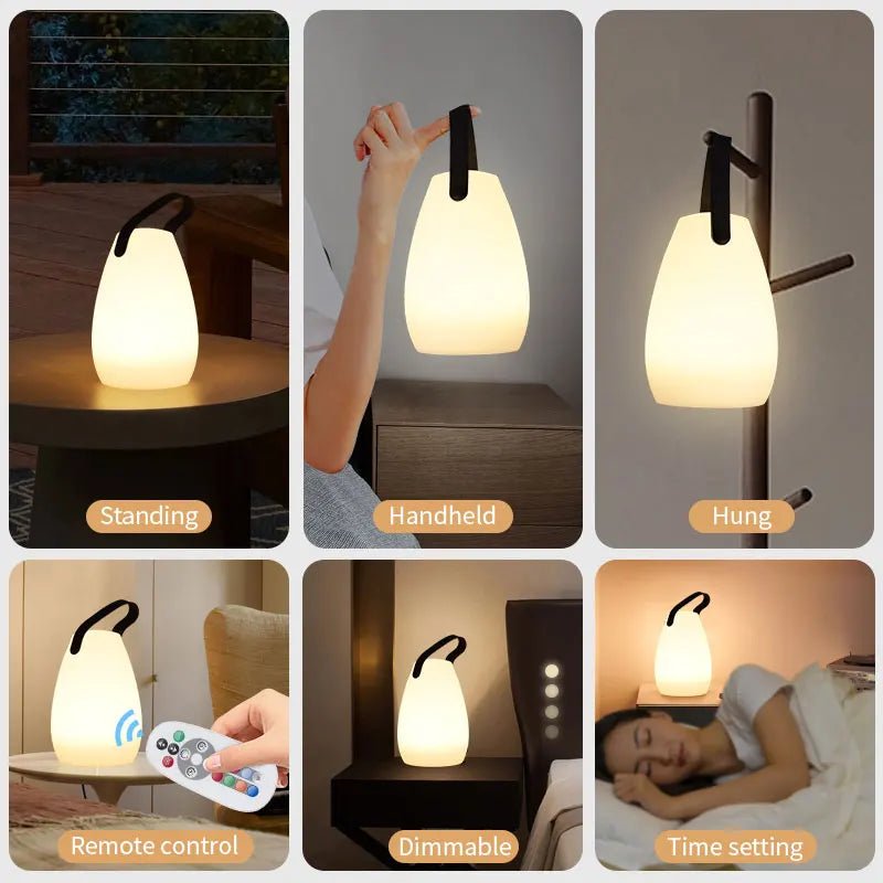 Lamp, Waterproof LED USB Rechargeable Dimmable 8-Color, Outdoor