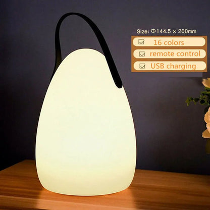 Lamp, Waterproof LED USB Rechargeable Dimmable 8-Color, Outdoor