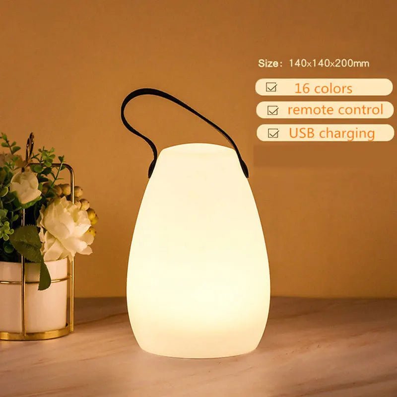 Lamp, Waterproof LED USB Rechargeable Dimmable 8-Color, Outdoor