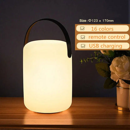 Lamp, Waterproof LED USB Rechargeable Dimmable 8-Color, Outdoor
