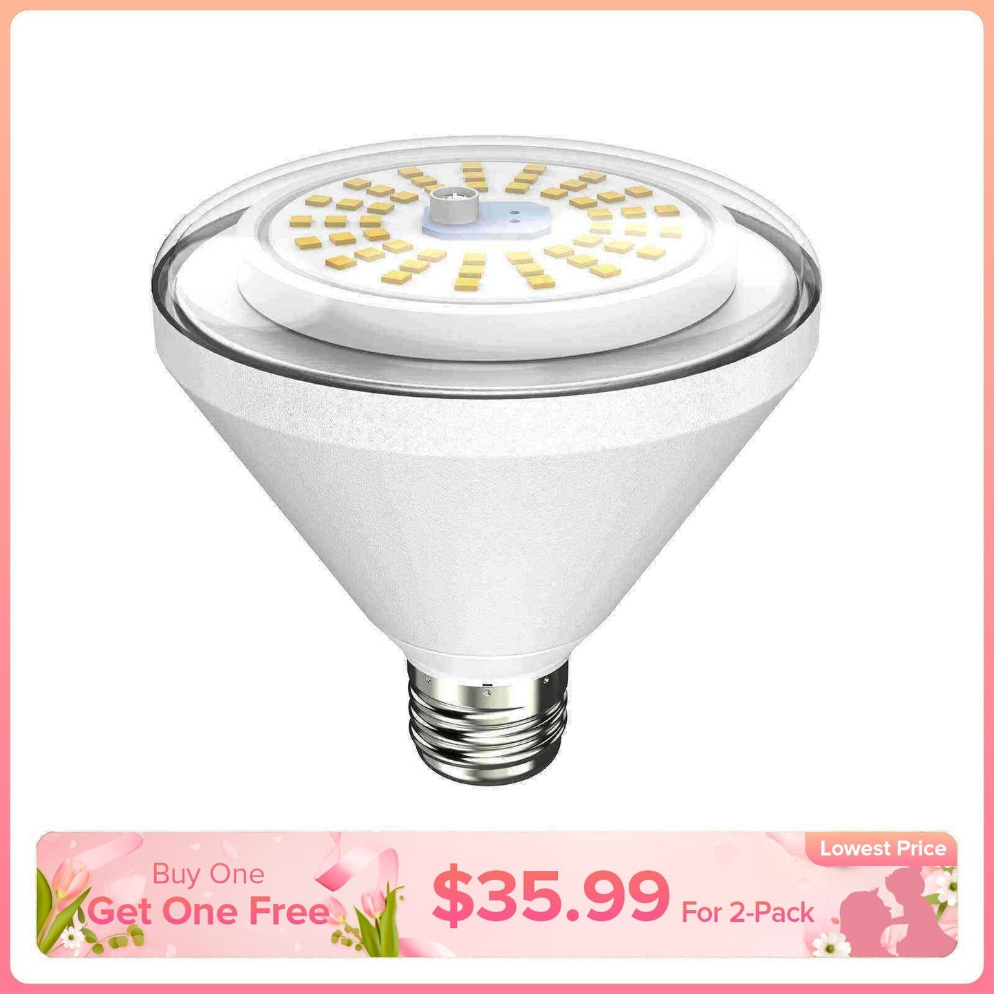 BR30 24W Waterproof LED Grow Bulb, Full Spectrum, Plant Growth