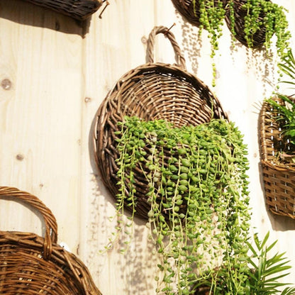 Rattan Hanging Wall Planter Handwoven Indoor