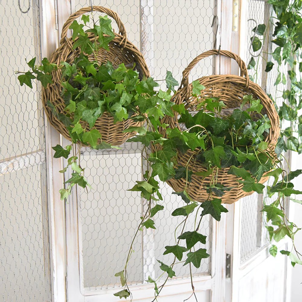Rattan Hanging Wall Planter Handwoven Indoor