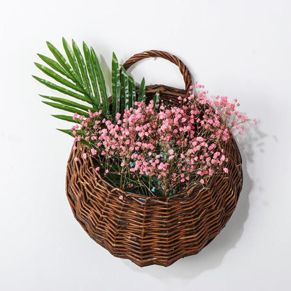Rattan Hanging Wall Planter Handwoven Indoor