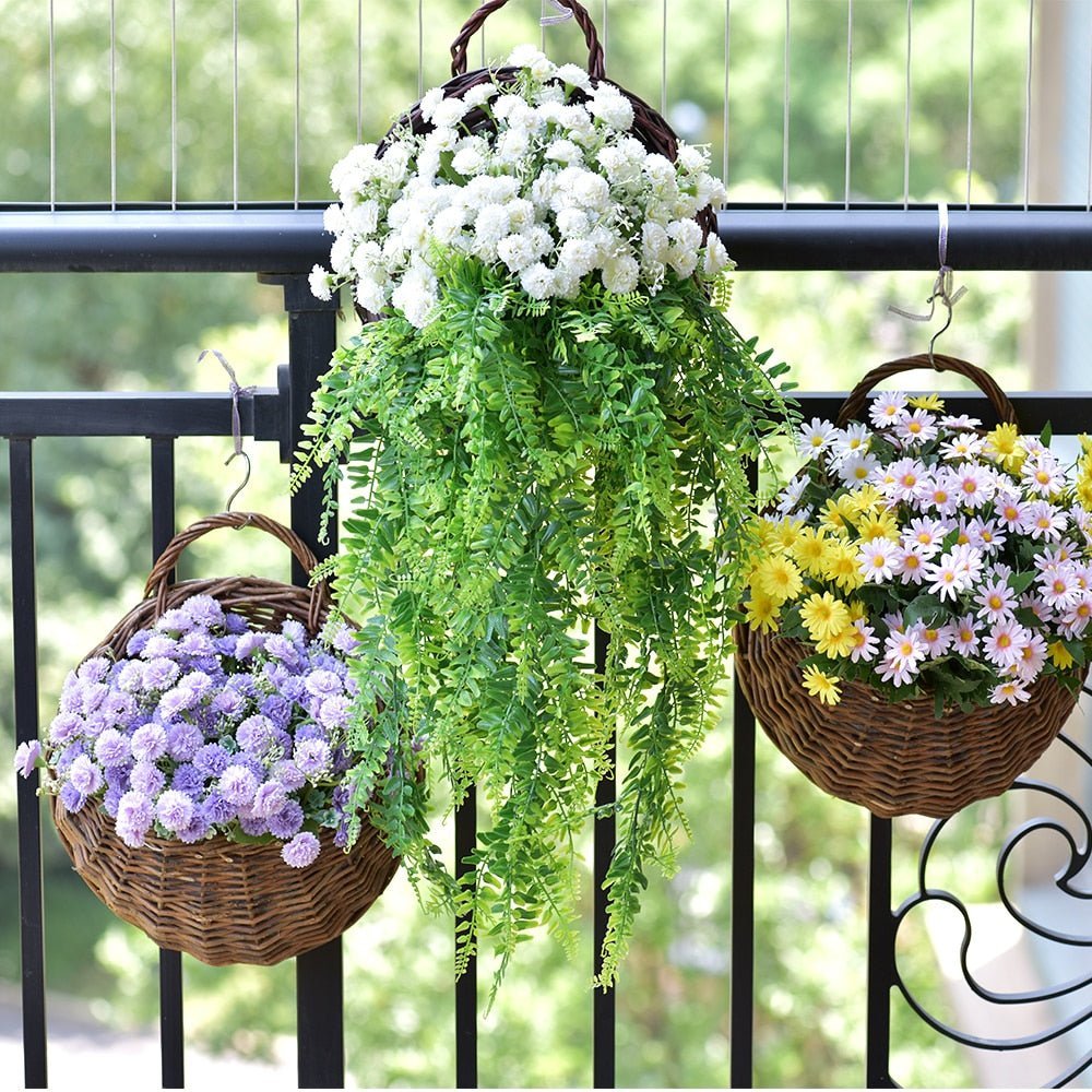 Rattan Hanging Wall Planter Handwoven Indoor