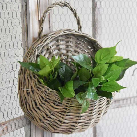 Rattan Hanging Wall Planter Handwoven Indoor