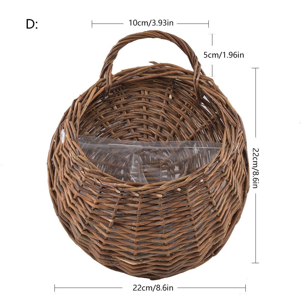 Rattan Hanging Wall Planter Handwoven Indoor