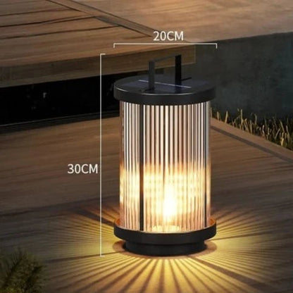 Solar Pleated Glass Lantern, LED Dusk-to-Dawn, Outdoor Garden Light