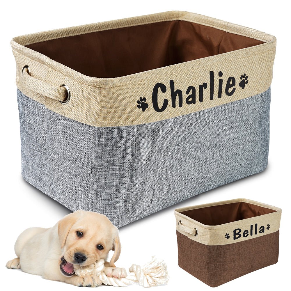 Dog Toy Basket Personalized Canvas Storage